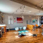 Adoptable cats relax in a North Carolina cat cafe lounge