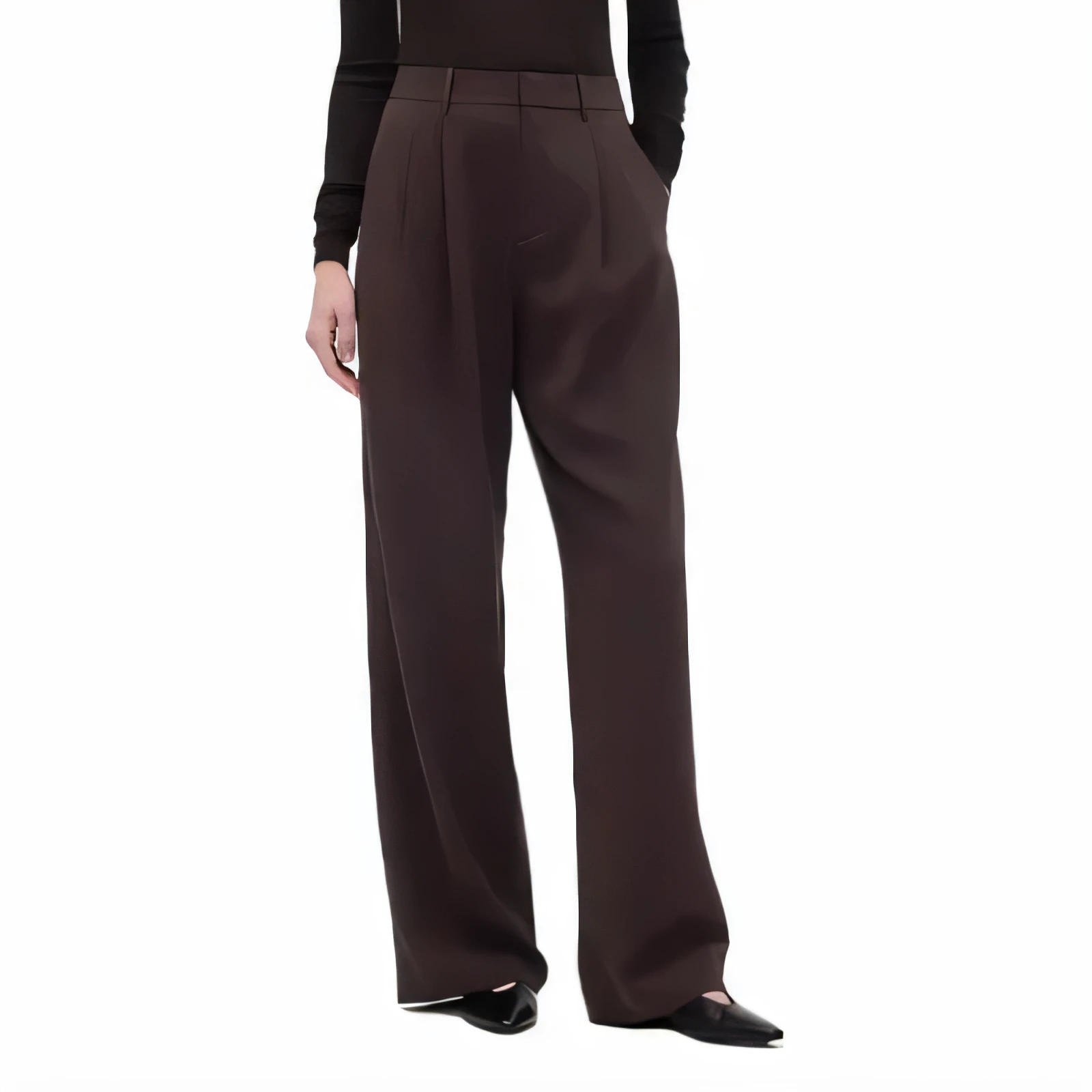 High-rise pleated trousers in a neutral workwear palette