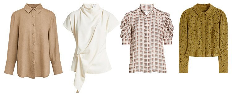Fall 2026 capsule wardrobe blouses in neutral and plaid styles