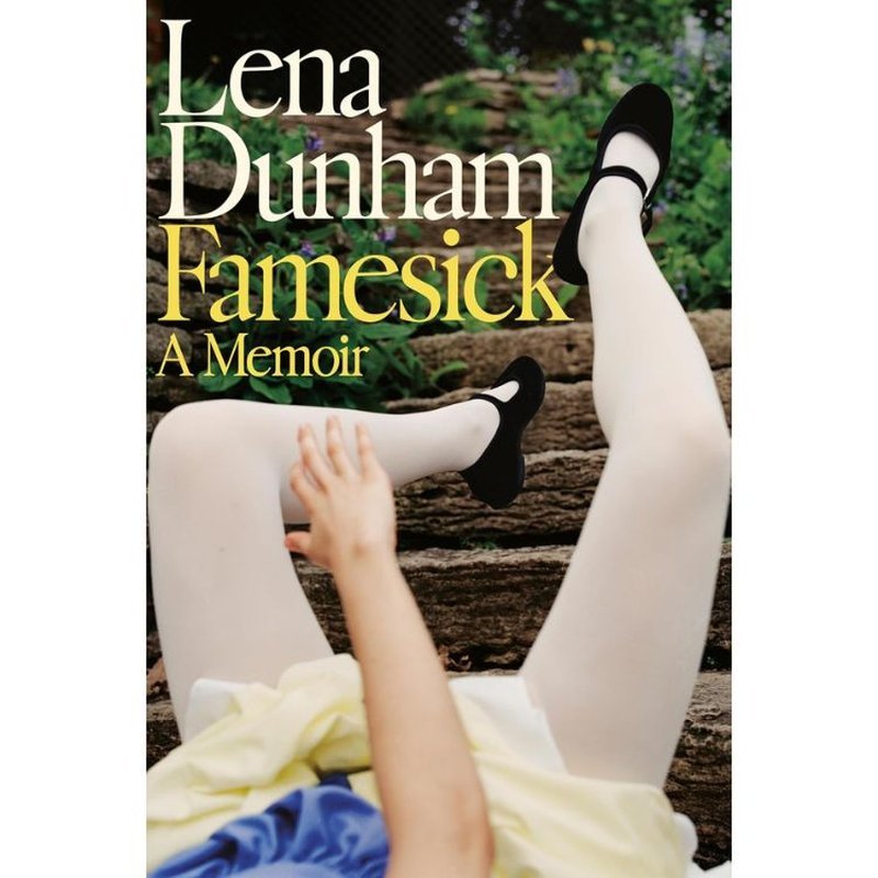 Close-up of Famesick memoir cover showing legs in white tights