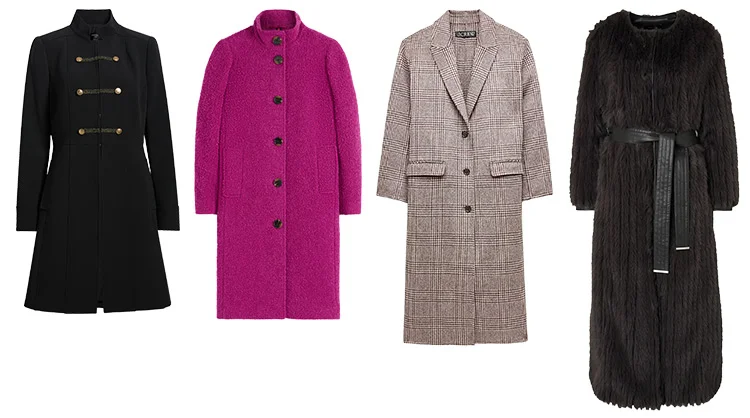 Winter coats in varied silhouettes styled for different body types